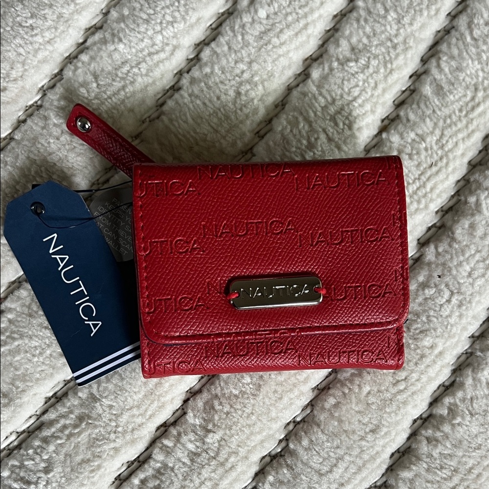 Nautica Embossed Red Card Holder